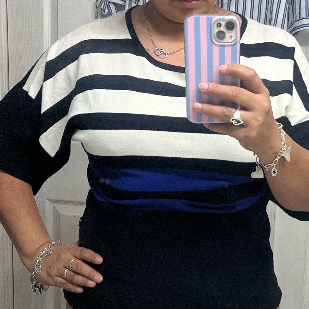 Spense Black and White Striped Top - Picture 4 of 4